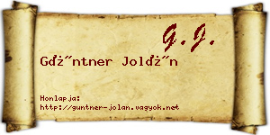 Güntner Jolán névjegykártya
